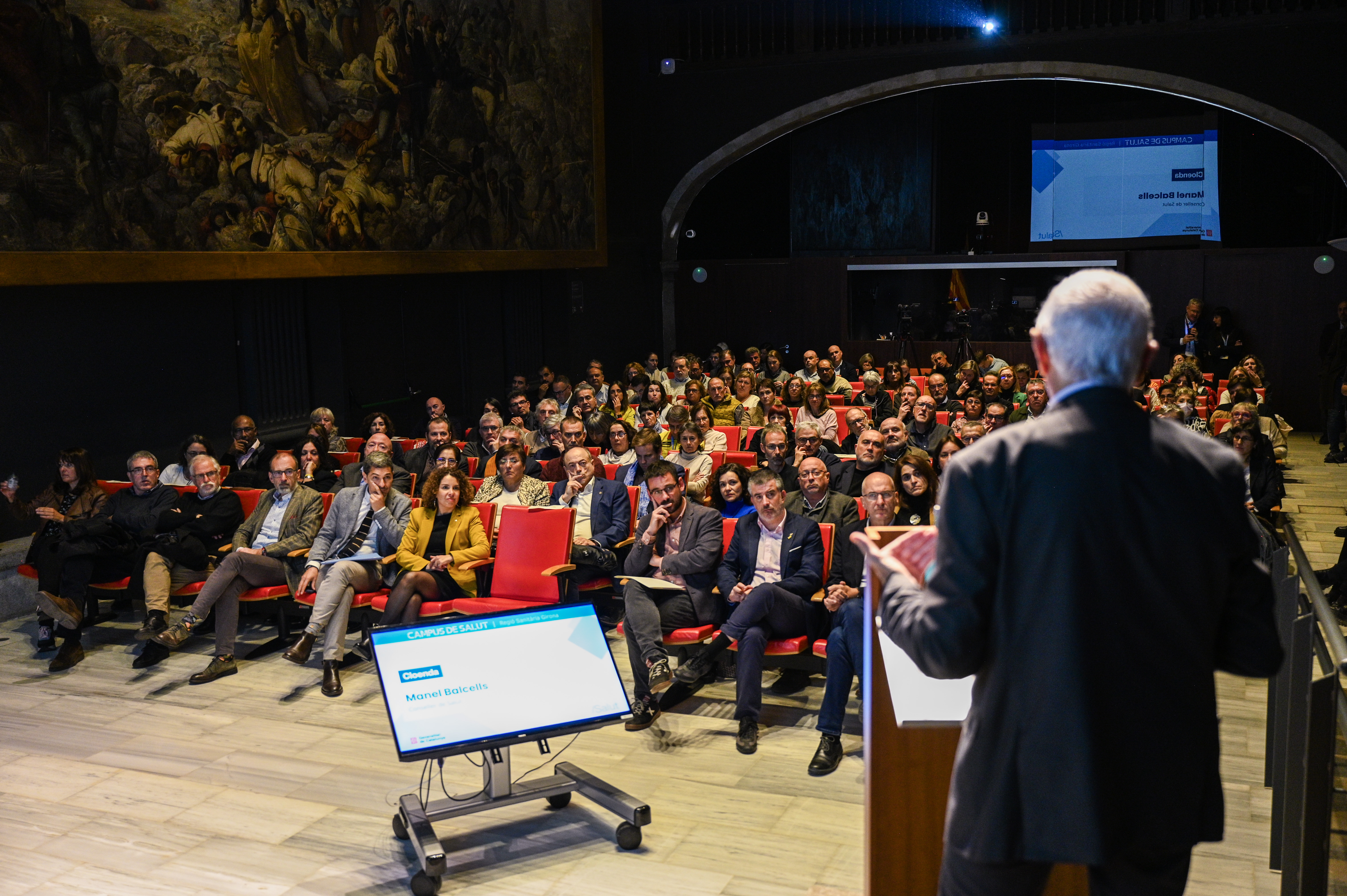 El conseller de Salut fent la cloenda de l'acte.